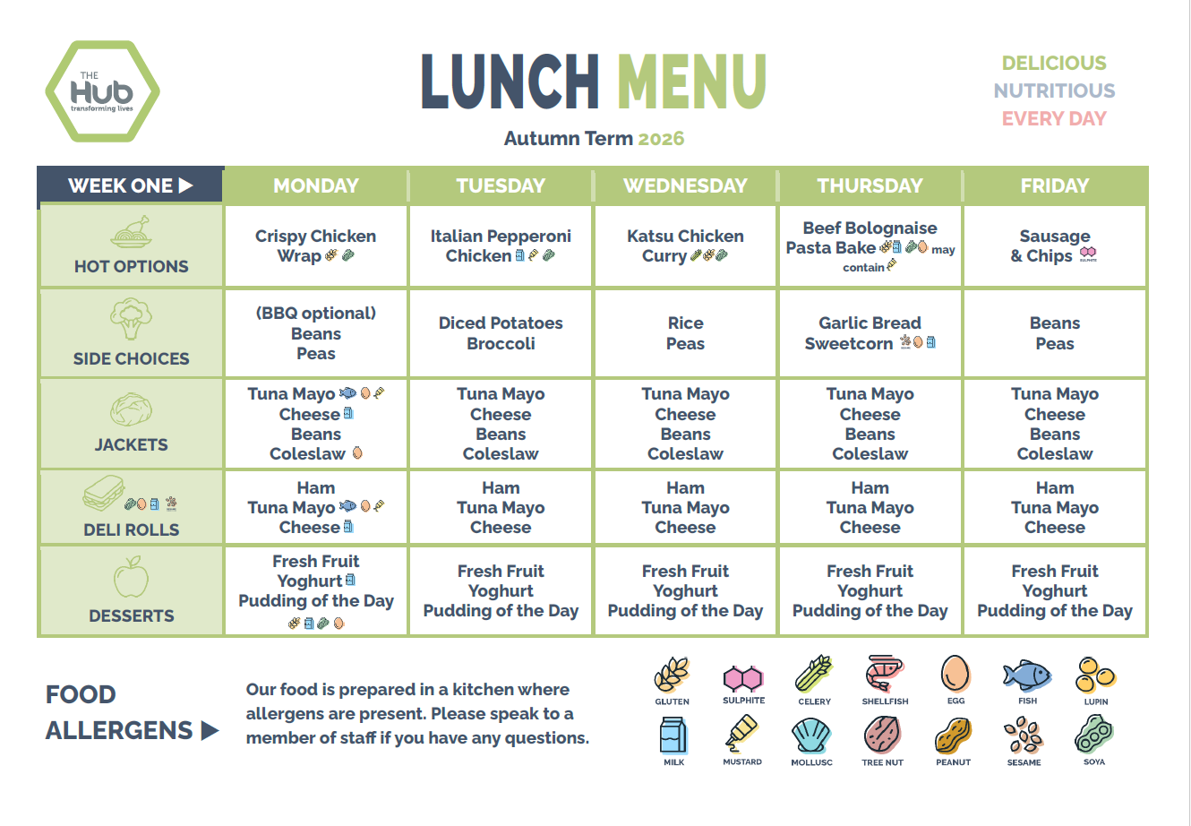 Lunch Menu Autumn 2026 Week One