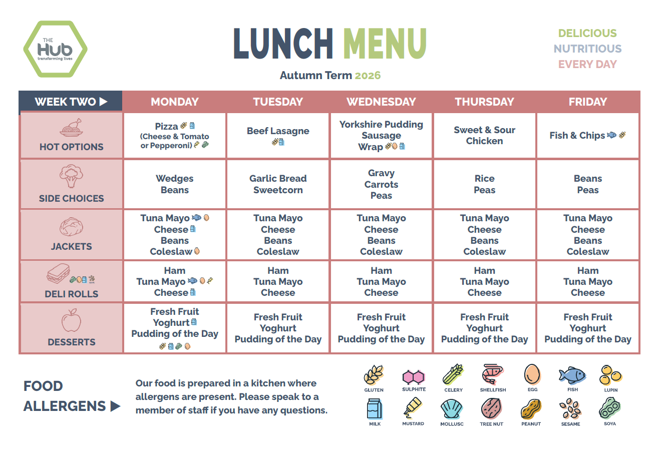 Lunch Menu Autumn 2026 Week Two